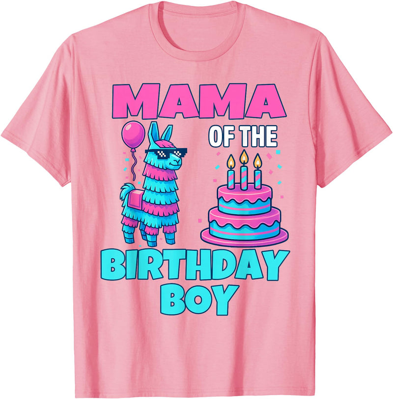 gaming gamer Birthday Llama Pinata Family Apparel mama Birthday Boy Llama Pinata Party family mathing women T-Shirt - Pink