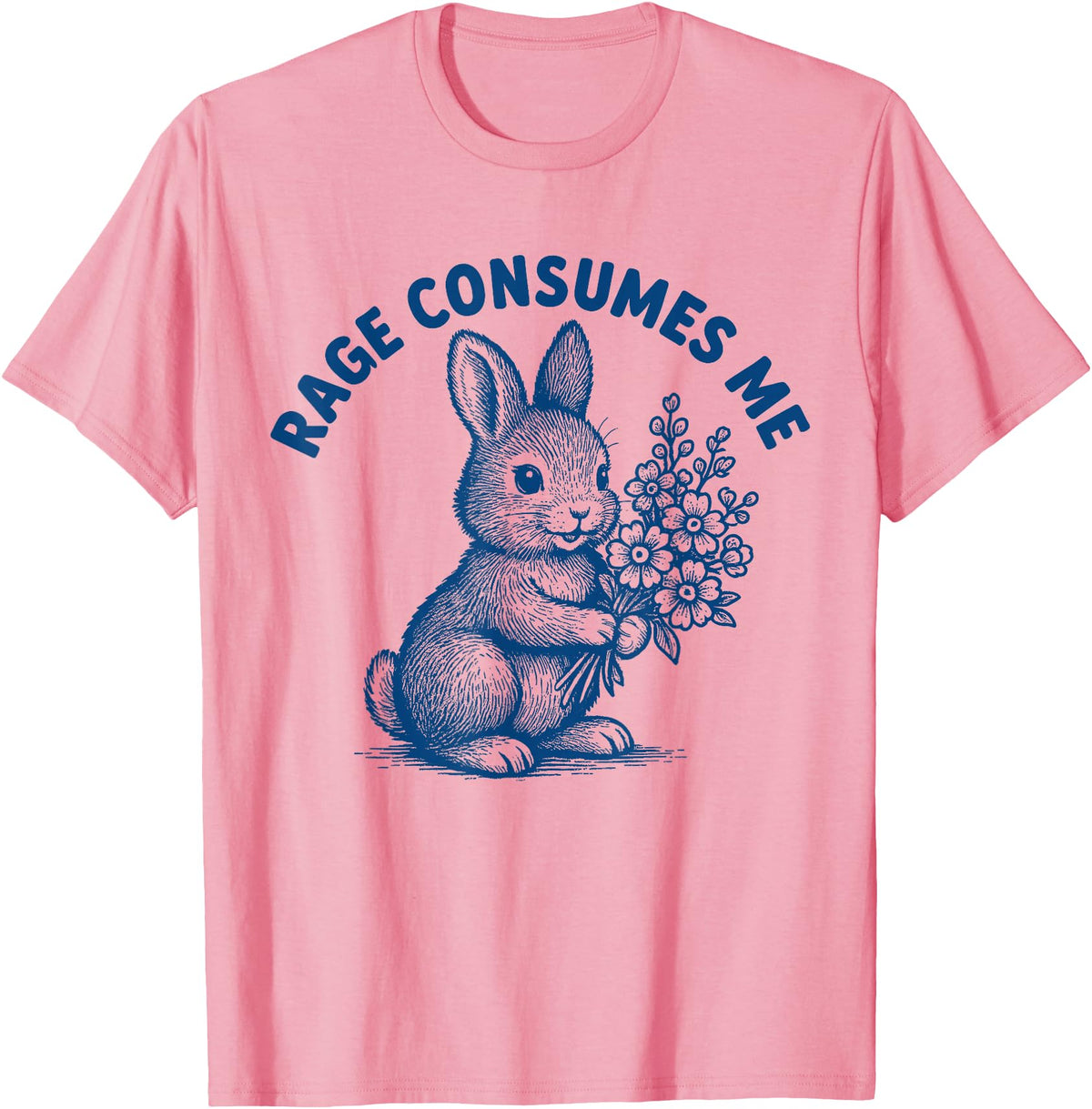 Rage Consumes Me Bunny Funny Easter Rabbit Meme T-Shirt in Pink