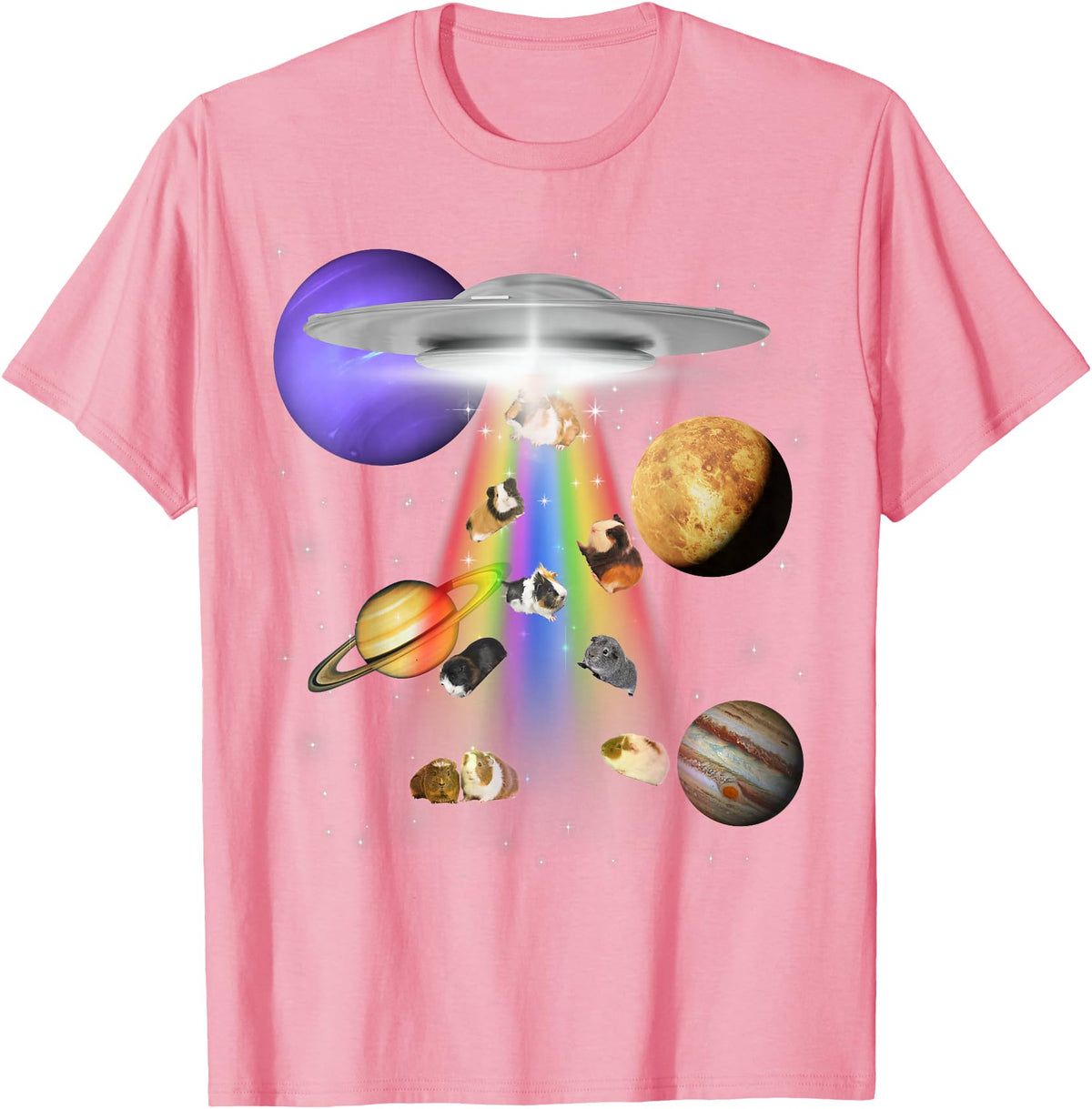 Space Animals Apparel Guinea Pig Lover Alien Abduction UFO LGBTQ Subtle Pride T-Shirt - Pink