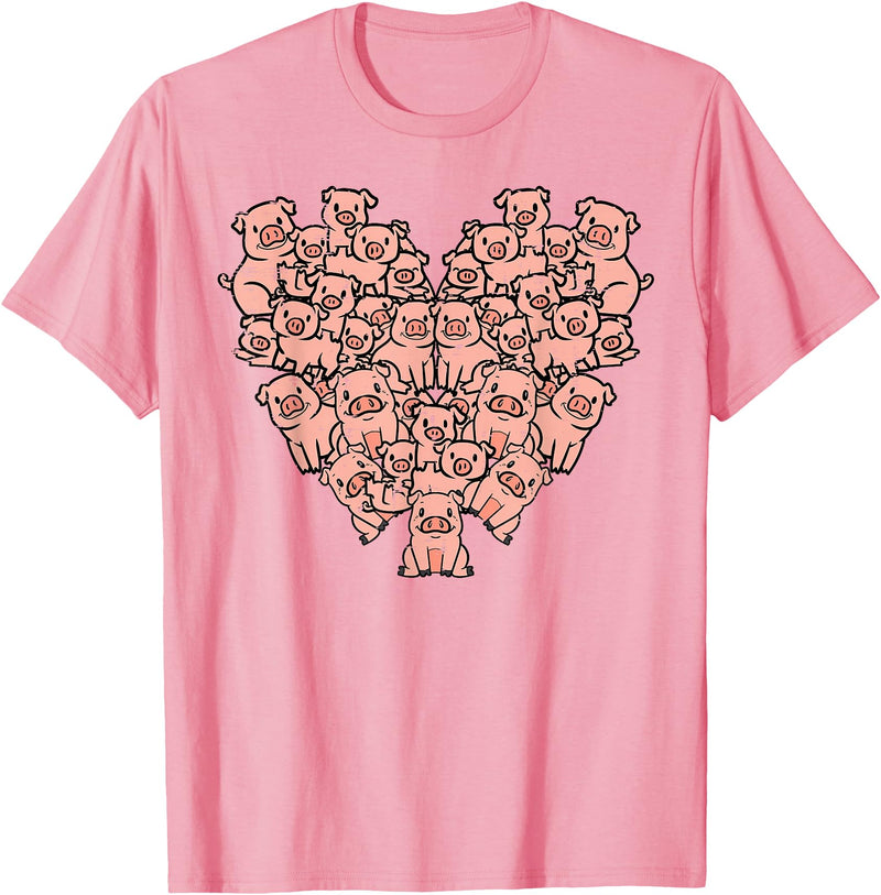 Pig Lover Shirts For Men Women Kids Pigs Heart Shape Cute Love Hog Swine Girls Kids Women Men T-Shirt - Pink