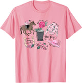 Horse Racing Derby Day Men Women Kids Gift Horse Racing Doodles Derby Day Funny Silks Jockey T-Shirt - Pink