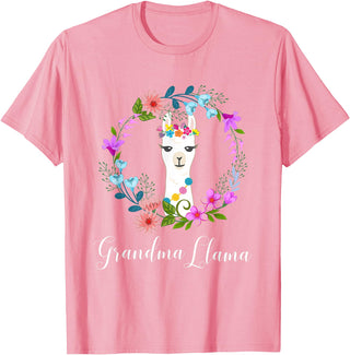 ALPACA FANS, LAMA LOVERS DESIGNS Cute Grandma Llama for Alpaca Fans T-Shirt - Pink