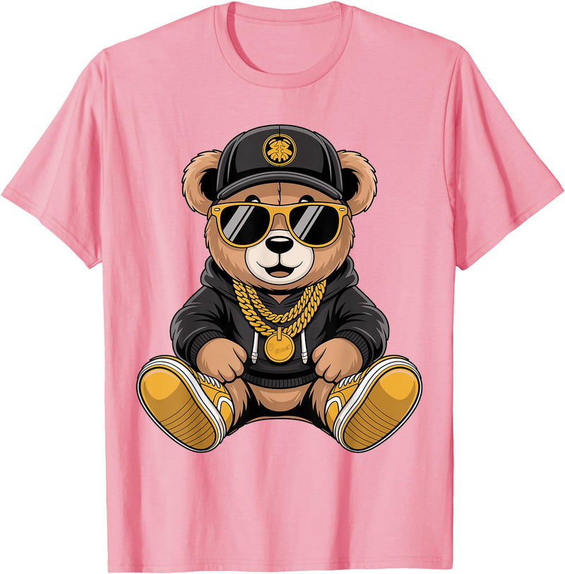 Magical and Funny Teddy Bear Gifts Cool Teddy Bear Hip Hop T-Shirt - Pink