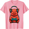 Magical and Funny Pig Farmer Gifts Gamer Pig Gaming T-Shirt - Pink