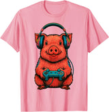 Magical and Funny Pig Farmer Gifts Gamer Pig Gaming T-Shirt - Pink