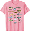 NABZR Angeln Geschenke & T-Shirts Types of Freshwater Fish Fishing T-Shirt - Pink