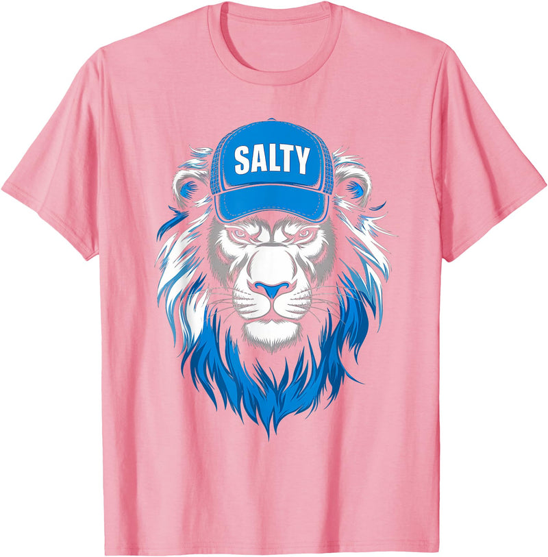 I Liked The Lions Before It Was Cool Tees Blue Lions Salty Wearing Hat Salty Cool Lions Strong Lions T-Shirt - Pink
