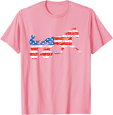 Unique Horse Racing Gifts Co. Vintage Harness Racer USA Flag Trotting Horse Harness Racer T-Shirt - Pink