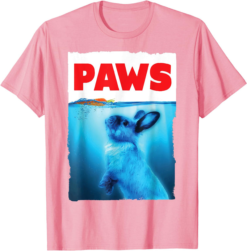 Paws Rabbit Bunny and Carrot Top, Cute Funny Rabbit Lover T-Shirt in Pink
