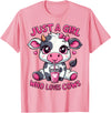 Cute Cow Lover Cow Just A Girl Who Loves Cows T-Shirt - Pink