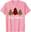 Merry Christmas Plaid Apparels Co. Merry Christmas, Leopard buffalo plaid Christmas tree Xmas T-Shirt - Pink
