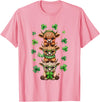 St Patricks Day Highland Cow Lucky Irish Shamrock Funny St Patrick's Day Highland Cow Lucky Shamrock Irish T-Shirt - Pink