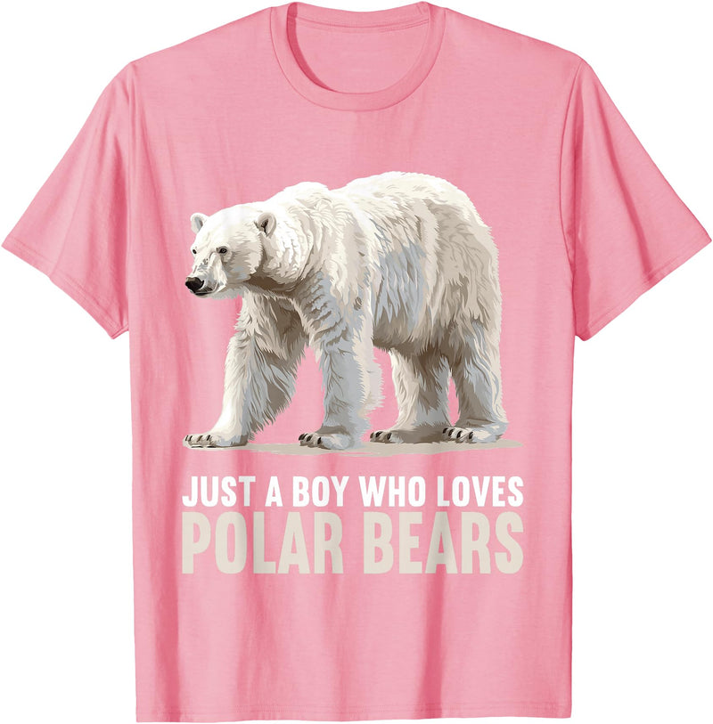 Polar Bears Polar Bear Lovers Shop Just a Boy who loves Polar Bears Polar Bear T-Shirt - Pink