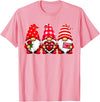 Three Gnome Crew Family Outfit Gnomes Love Valentine's Day Buffalo Leopard Heart Women Men T-Shirt - Pink