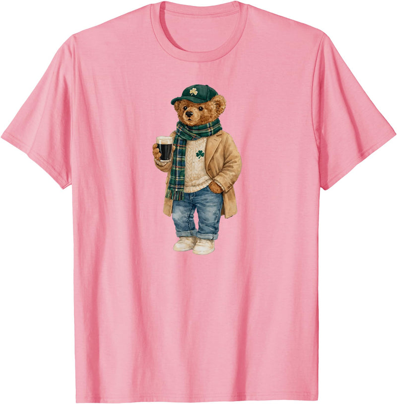 Lucky Teddy Bear St Patricks Day Irish t -shir t Lucky Teddy Bear St Patricks Day Irish T-Shirt - Pink
