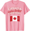 Cold North Canada Flag Apparel Co. Canada Looks Better Everyday Design Funny Canadian Flag T-Shirt - Pink