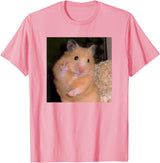 Hamster Meme Peace Sign Funny Pet Owner Trendy T-Shirt - Pink