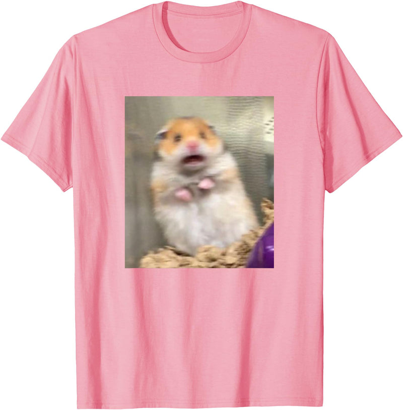 Scared Hamster Meme Funny Pet Owner Dank Trendy T-Shirt - Pink