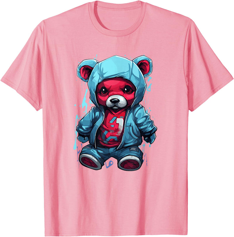 Teddy Bear Hoodie Street Style Urban Art Teddy Bear Hoodie Cool Street Style T-Shirt - Pink