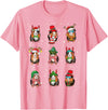 Kawaii Guinea Pig Lovers Clothes Cute Guinea Pigs In Xmas Costume Funny Christmas Holiday Black Unisex-Adult T-Shirt - Pink
