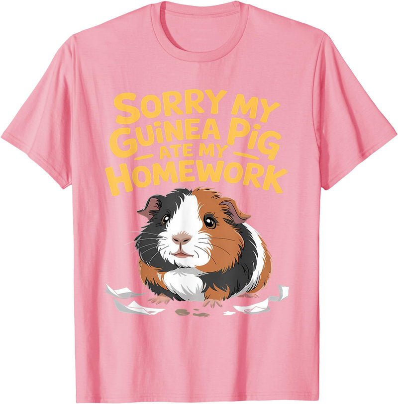 Sorry My Guinea Pig ate my Homework Kids School Sorry My Guinea Pig Ate My Homework Funny Pet Rodent Hamster T-Shirt - Pink