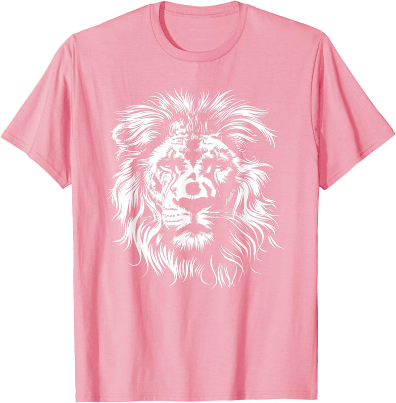 Älion. lion. Kids Unisex Black Lion Graphic Modern V-Neck T-Shirt - Pink