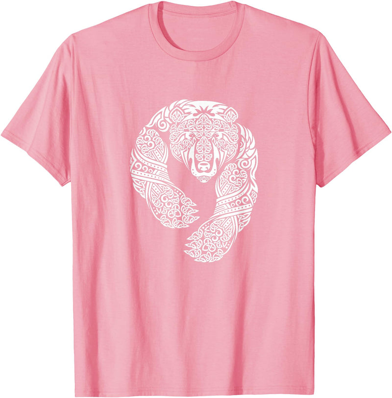 CELTIC KNOTWORK TRIBAL TATTOO BEAR TEES CELTIC KNOTWORK TRIBAL TATTOO BEAR T-SHIRT T-Shirt - Pink