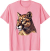 Mountain Lion Cougar Panther Catamount Designs Mountain Lion Caricature T-Shirt - Pink