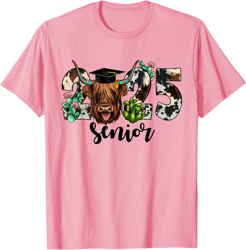 Cow 2025 Senior Class Of 2025 Graduation 2025 T-Shirt - Pink