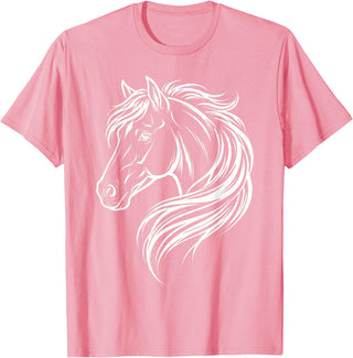 Horse Silhouette Farm Animal Graphic Horses Cute Horse Silhouette Art Equestrian Farm Animal Horse Lover T-Shirt - Pink