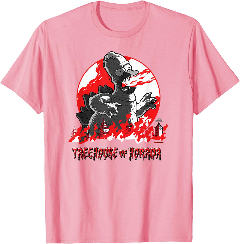 The Simpsons Homerzilla Treehouse of Horror T-Shirt - Pink