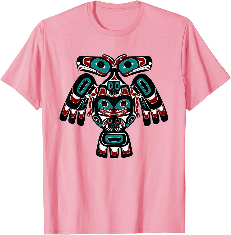 Tribal America Alaska Native American Indian Tlingit Eagle Bear Clan Spirit T-Shirt - Pink