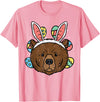 Easter Shirts Women Men Kids Children Easter Gift Easter Bear Face Bunny Ears Eggs Cute Animal Men Women Kids T-Shirt - Pink