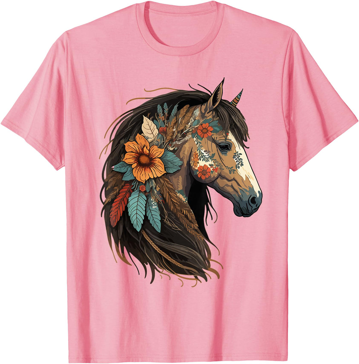 Just a girl who loves horses Co. Equestrian Horse Lover Western Cowgirl Horseback Riding T-Shirt - Pink