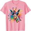 Safari Animal Art Giraffe Sunglasses Funny Giraffe Lover Safari Animal Animal T-Shirt - Pink