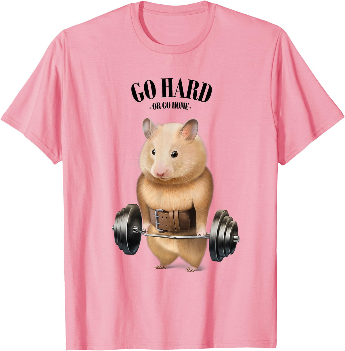 Hamster Muscle Training with Barbell Shrug Bar Fitness Gym T-Shirt - Pink