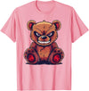 Cartoon Teddy Art I Grumpy Teddy Evil Teddy Bear T-Shirt - Pink