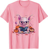 Funny Halloween Costume Party Art Pig Halloween Costume Pumpkin Witchcraft Book Reading T-Shirt - Pink