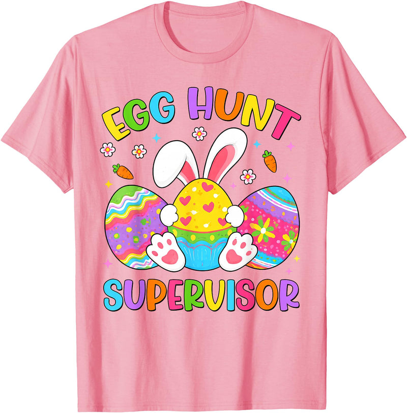Easter Egg Hunt Supervisor Hunting Rabbit Easter Day Kids T-Shirt in Pink