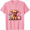 Trendy Tee's By Q One Boujee Heifer Highland Cow T-Shirt - Pink