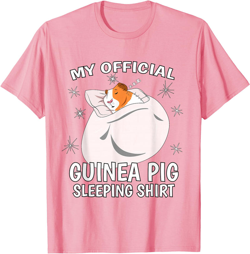 Guinea Pig Sleeping Wear Women, Men & Kids My Official Sleeping Shirt PJ Pajama Top Guinea Pig T-Shirt - Pink
