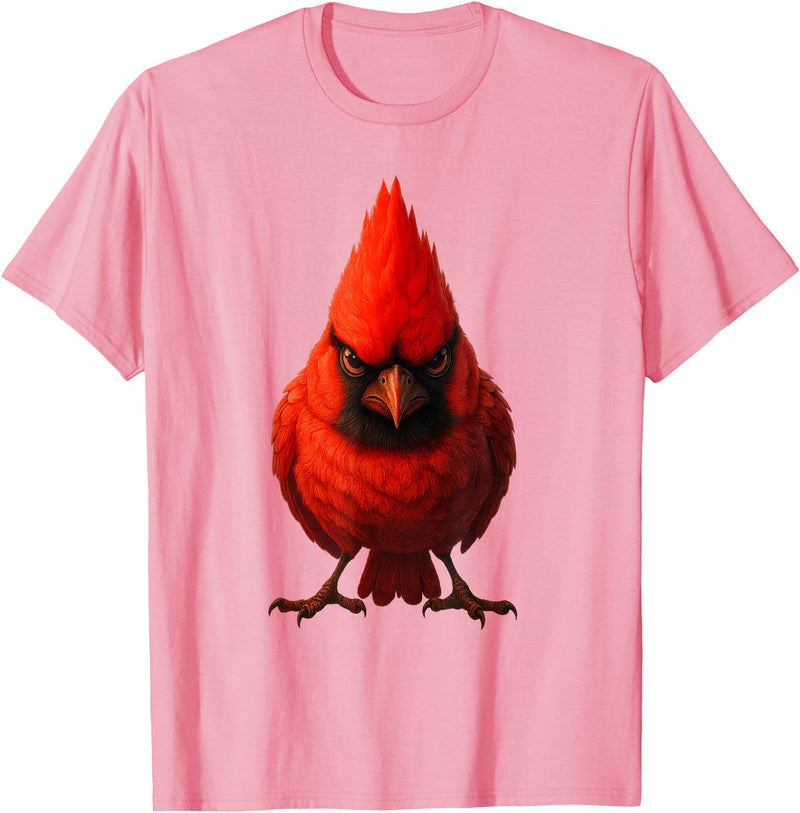 I just really like animals Angry Cardinal Artwork Red Bird Nature Wildlife Graphic T-Shirt - Pink