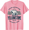 Yellowstone National Park Wyoming USA Outdoor Yellowstone Wyoming Nature Mountains Bear Hike Outdoors T-Shirt - Pink