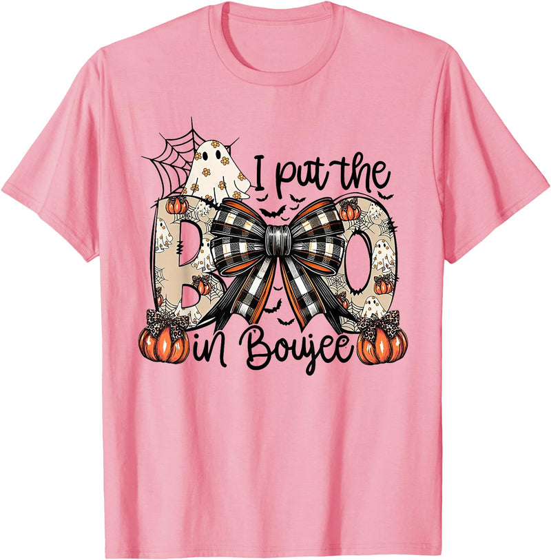 Funny I Put The In Boujee Tee Shirt I Put The In Boujee Bow Halloween T-Shirt - Pink