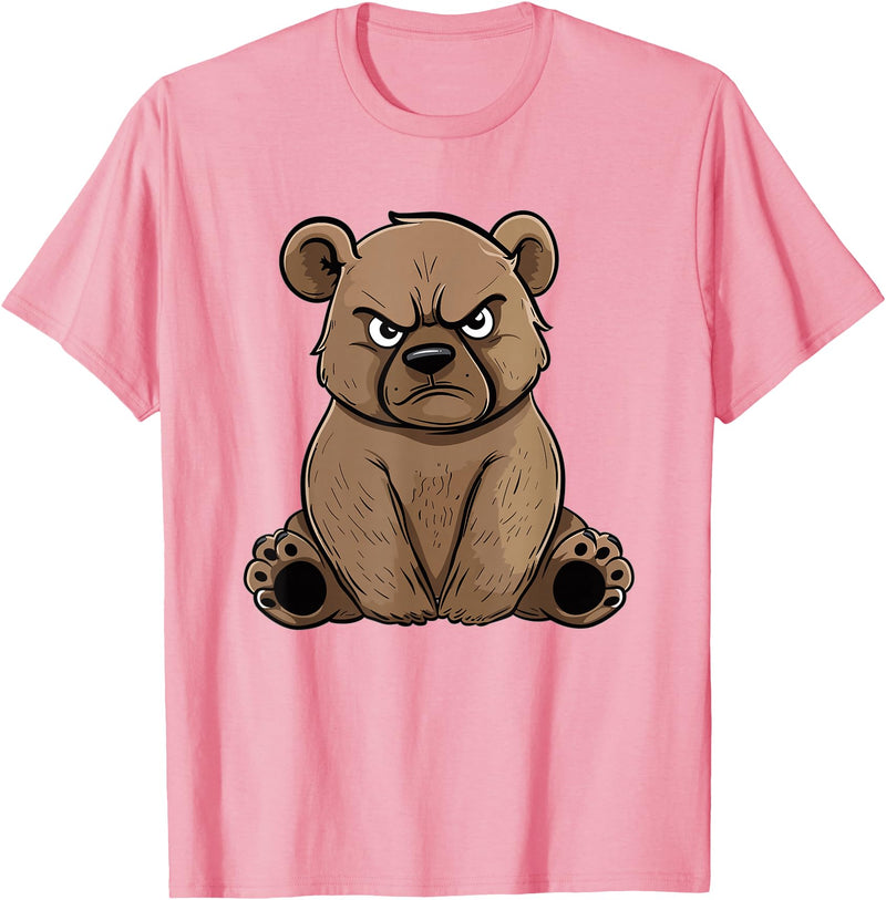Colorful Grizzly Bear Art I Kids Grizzly Bear Grumpy Grizzly Bear T-Shirt - Pink