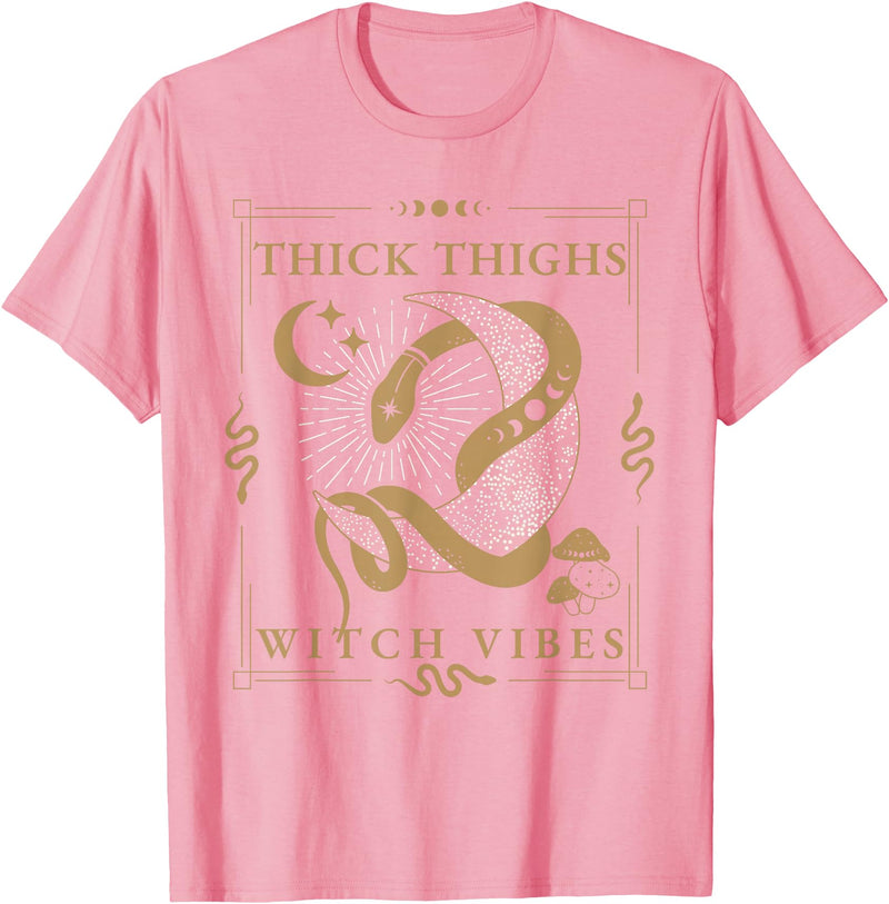 Snakes & Tarot Aesthetic Thick Thighs Witch Vibes Snakes & Tarot Tattoo Aesthetic Thick Thighs Witch Vibes T-Shirt - Pink