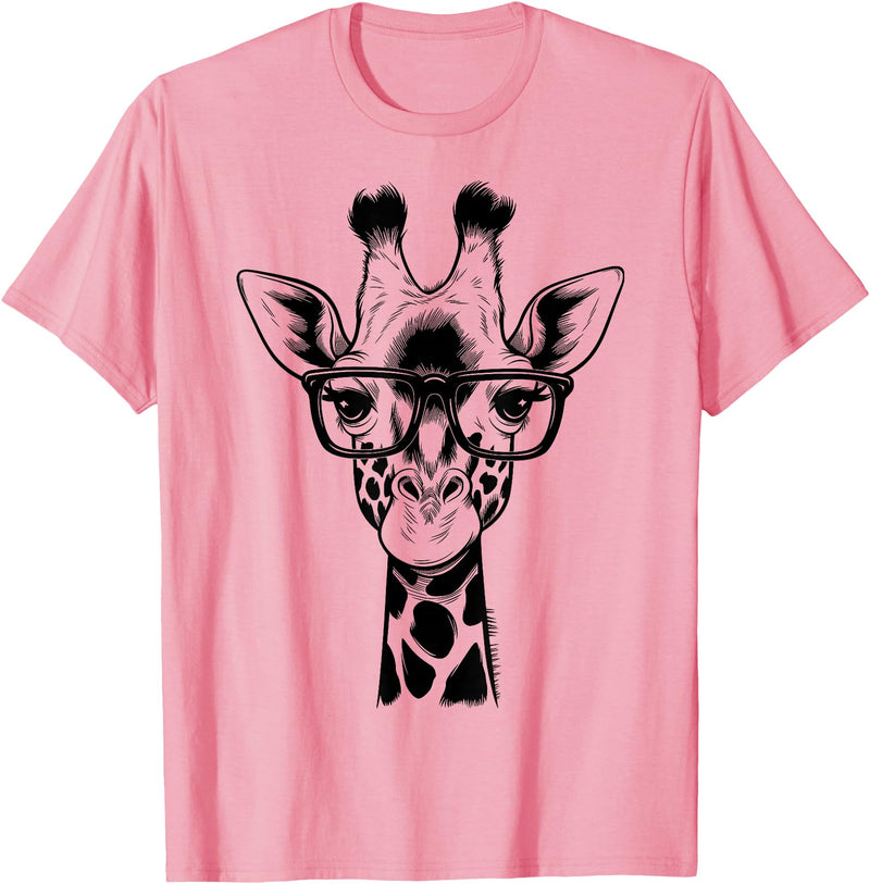 Cute Funny Giraffe Cool Summer Casual Graphic Tees Cute Giraffe Graphic Casual Summer Funny Cool Animal Lover T-Shirt - Pink
