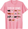 COW Designs By ShirtZilla Types of Cows Shirt Farmer Tee Shirt Costume Cow T-Shirt - Pink