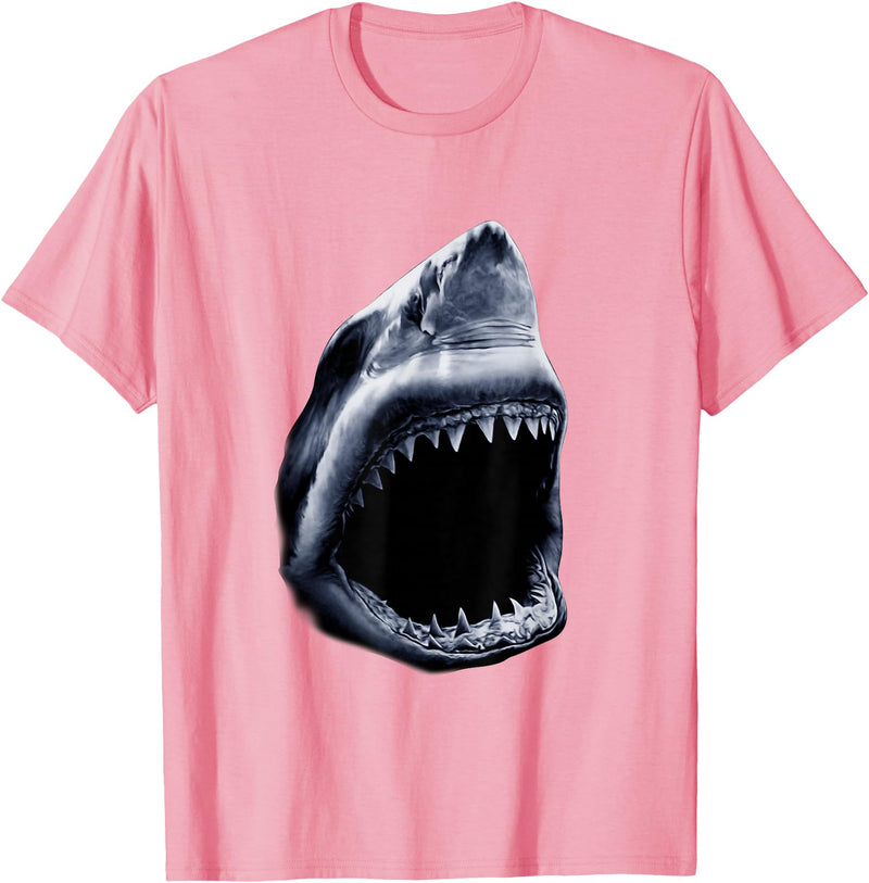 Shark Vibes Great Shark Face Graphic Ocean Bite Lovers Giant T-Shirt - Pink