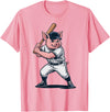 Pig Animal Baseball Lovers Graphic Funny Pig Playing Baseball Artwork Vintage Animal Baseballer T-Shirt - Pink